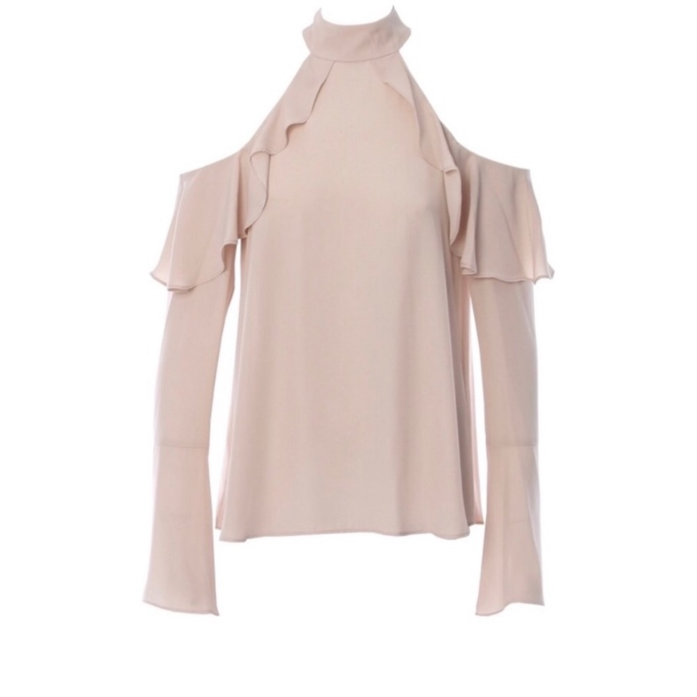 Amanda Uprichard Cream Cold Shoulder Blouse